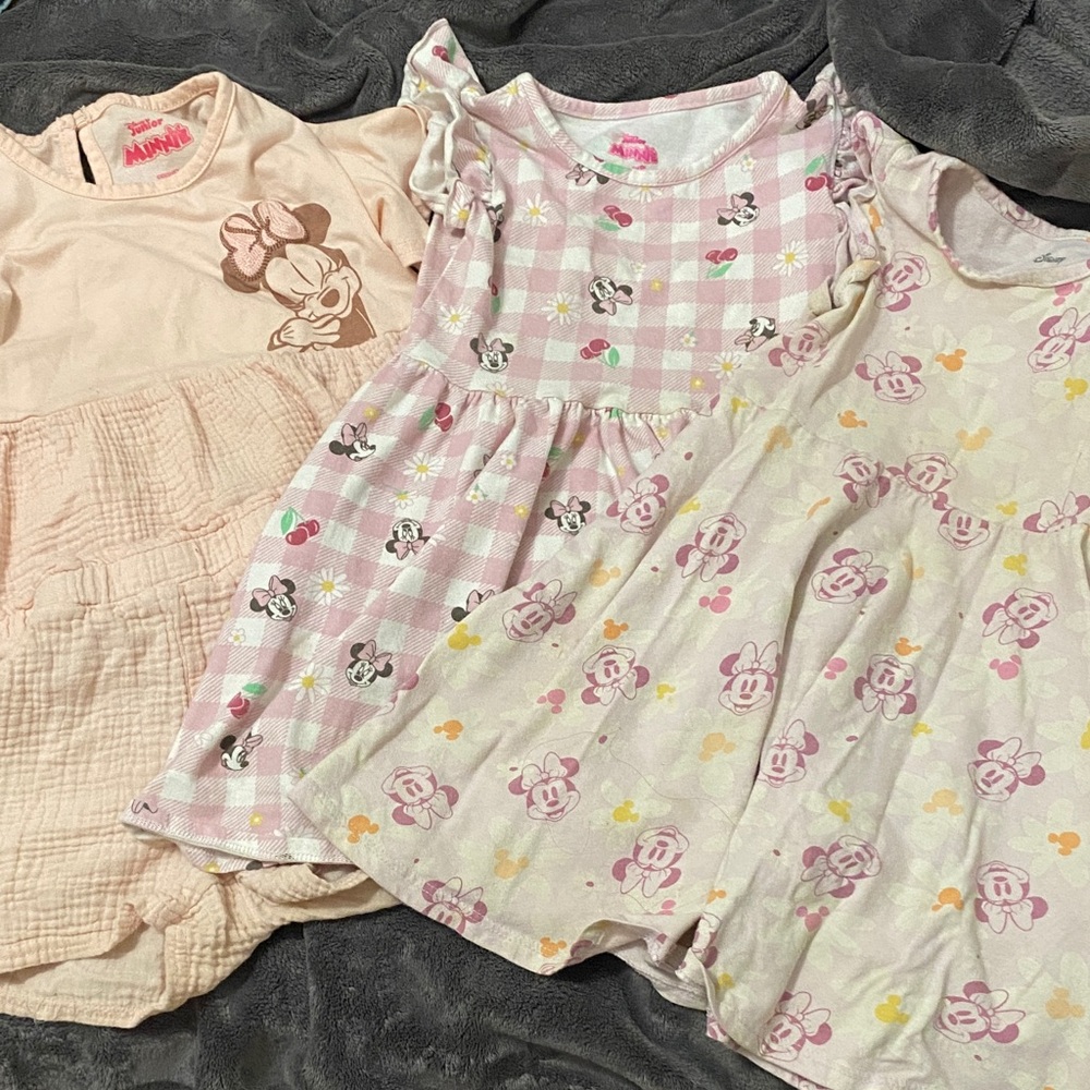 Disney Girls' Minnie Mouse Pink & Cream Nightgown Dress Trio